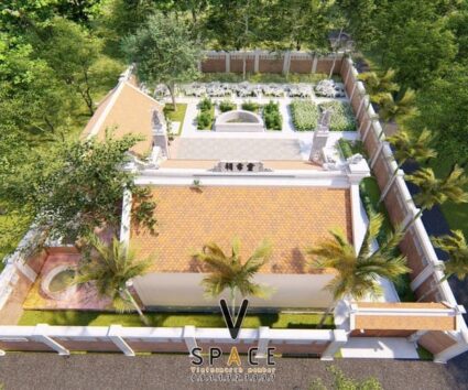 Nhà thờ họ 3 gian 2 mái kết hợp nhà ở và sân vườn ấn tượng tại Hà Nội
