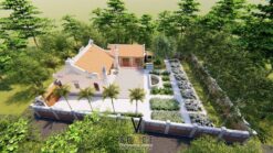 Nhà thờ họ 3 gian 2 mái kết hợp nhà ở và sân vườn ấn tượng tại Hà Nội