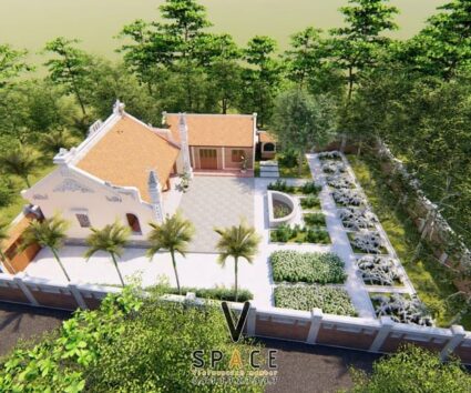 Nhà thờ họ 3 gian 2 mái kết hợp nhà ở và sân vườn ấn tượng tại Hà Nội