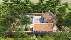 Nhà thờ họ 3 gian 2 mái kết hợp nhà ở và sân vườn ấn tượng tại Hà Nội