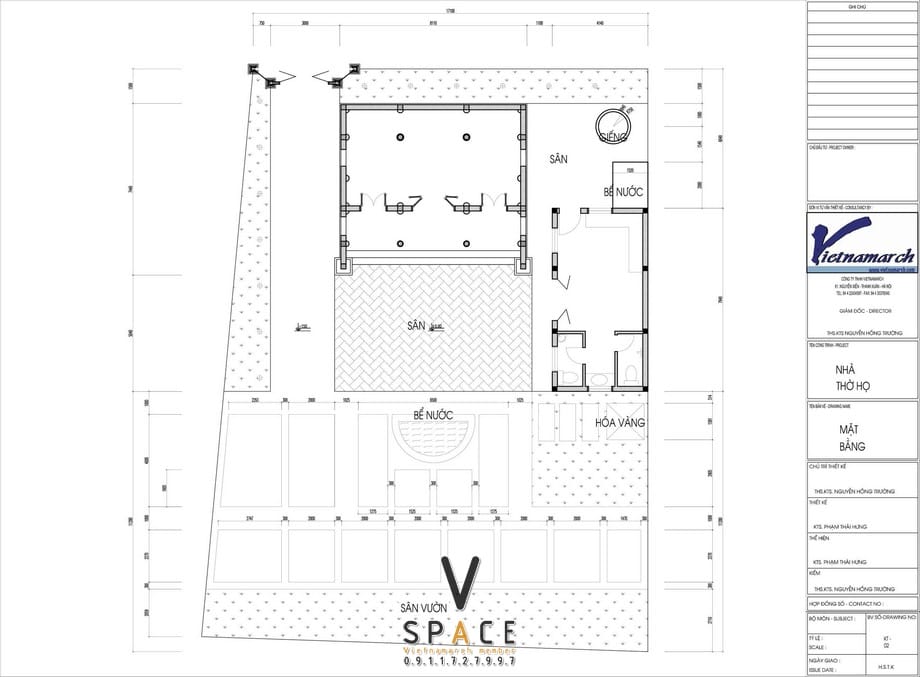 Mặt bằng nhà thờ họ 3 gian 2 mái kết hợp nhà ở và sân vườn ấn tượng tại Hà Nội Nhà thờ họ 3 gian 2 mái kết hợp nhà ở và sân vườn ấn tượng tại Hà Nội