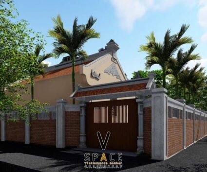 Nhà thờ họ 3 gian 2 mái kết hợp nhà ở và sân vườn ấn tượng tại Hà Nội