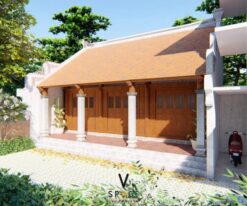 Phối cảnh nhà thờ gia tiên 3 gian 2 mái 78m2 tại Lạng Sơn