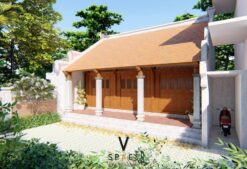 Phối cảnh nhà thờ gia tiên 3 gian 2 mái 78m2 tại Lạng Sơn