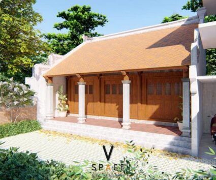 Phối cảnh nhà thờ gia tiên 3 gian 2 mái 78m2 tại Lạng Sơn