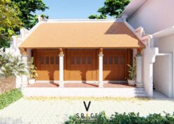 Phối cảnh nhà thờ gia tiên 3 gian 2 mái 78m2 tại Lạng Sơn