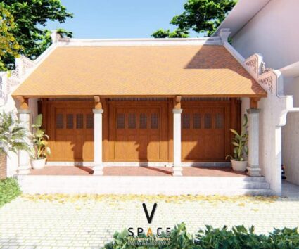 Phối cảnh nhà thờ gia tiên 3 gian 2 mái 78m2 tại Lạng Sơn