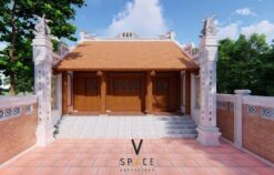 Phối cảnh nhà thờ họ 3 gian 2 mái 58m2 kiểu truyền thống tại Hưng Yên