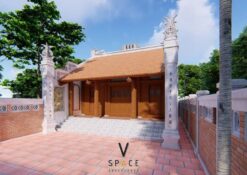 Phối cảnh nhà thờ họ 3 gian 2 mái 58m2 kiểu truyền thống tại Hưng Yên