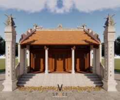 Thiết kế nhà thờ họ 3 gian 2 mái truyền thống có bậc ngũ cấp tại Nghệ An