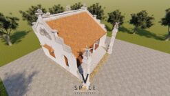 Thiết kế nhà thờ họ 3 gian 2 mái truyền thống có bậc ngũ cấp tại Nghệ An