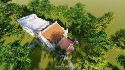 Bản vẽ nhà thờ họ 3 gian 2 mái 65m2 kết hợp nhà ngang mái bằng tại Lai Châu