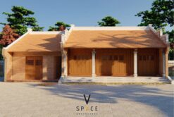 Phối cảnh thiết kế mẫu nhà ngang 3 gian 2 mái 130m2 tại Lào Cai