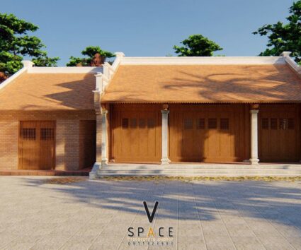 Phối cảnh thiết kế mẫu nhà ngang 3 gian 2 mái 130m2 tại Lào Cai