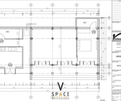Bản vẽ thiết kế mặt bằng mẫu nhà ngang 3 gian 2 mái 130m2 tại Lào Cai