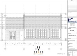 Bản vẽ thiết kế mặt đứng mẫu nhà ngang 3 gian 2 mái 130m2 tại Lào Cai