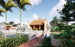 Cải tạo nhà thờ họ 3 gian 2 mái có hồ nước và sân vườn tại Điện Biên