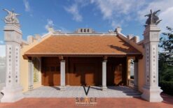 Cải tạo nhà thờ họ 3 gian 2 mái có hồ nước và sân vườn tại Điện Biên