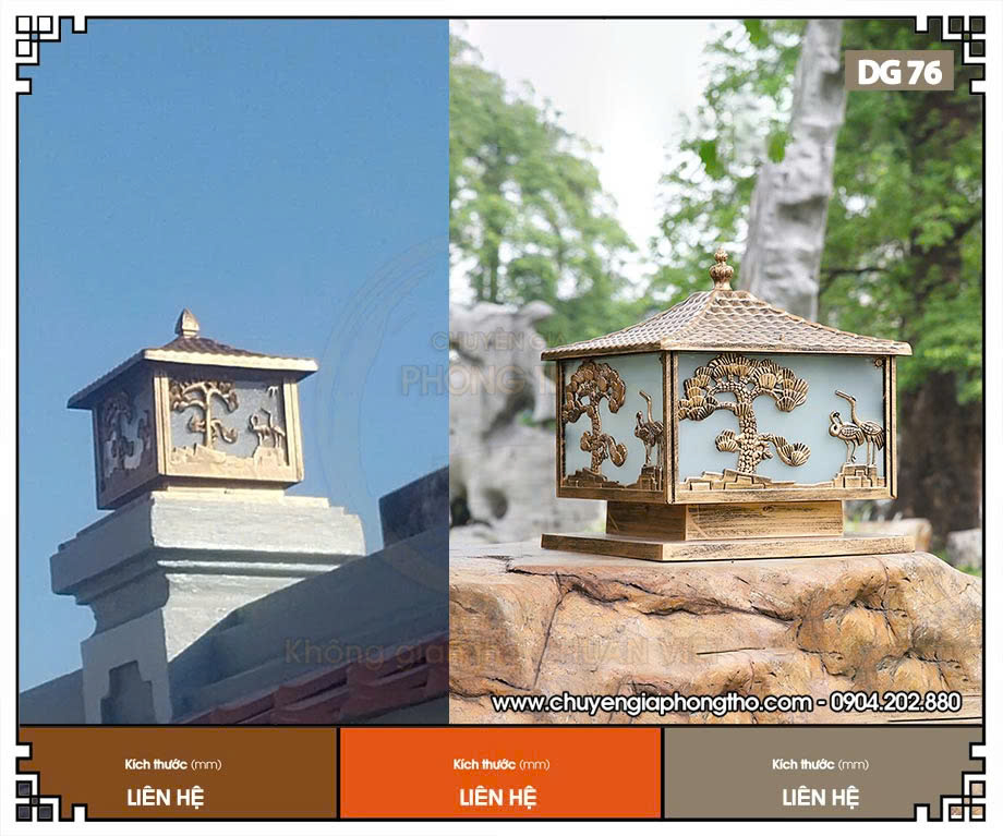 Mẫu đèn trụ cổng tùng hạc DG76 bền đẹp Mẫu đèn trụ cổng tùng hạc DG76 bền đẹp