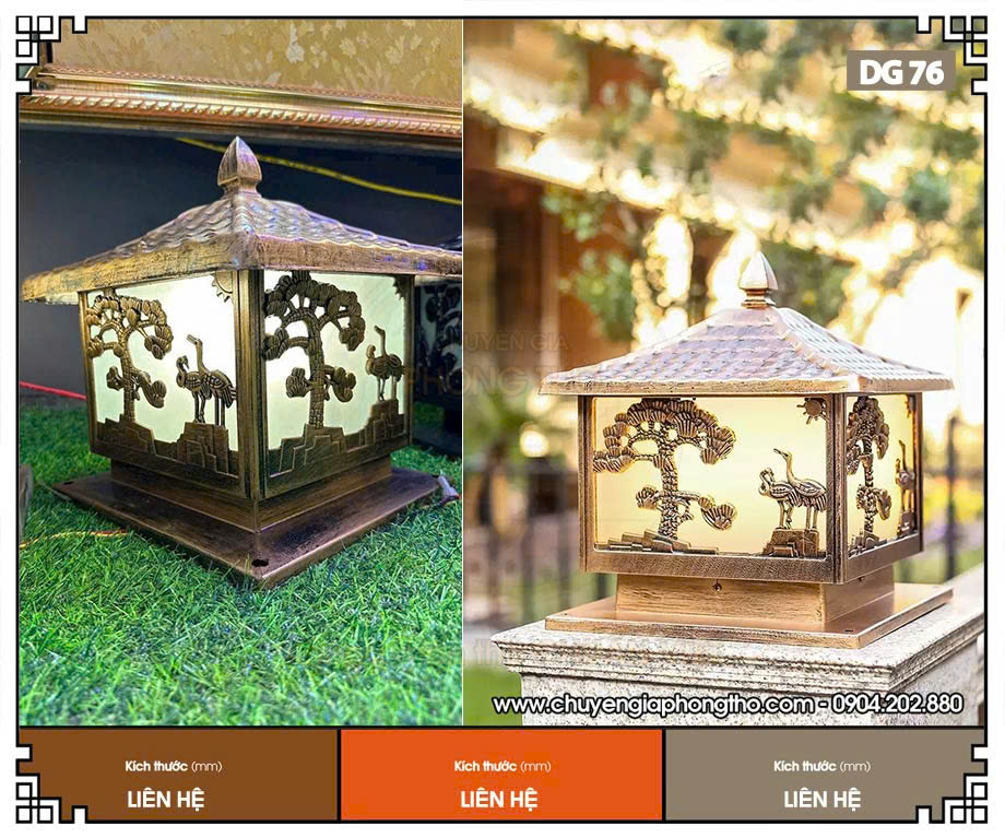 Mẫu đèn trụ cổng tùng hạc DG76 bền đẹp Mẫu đèn trụ cổng tùng hạc DG76 bền đẹp