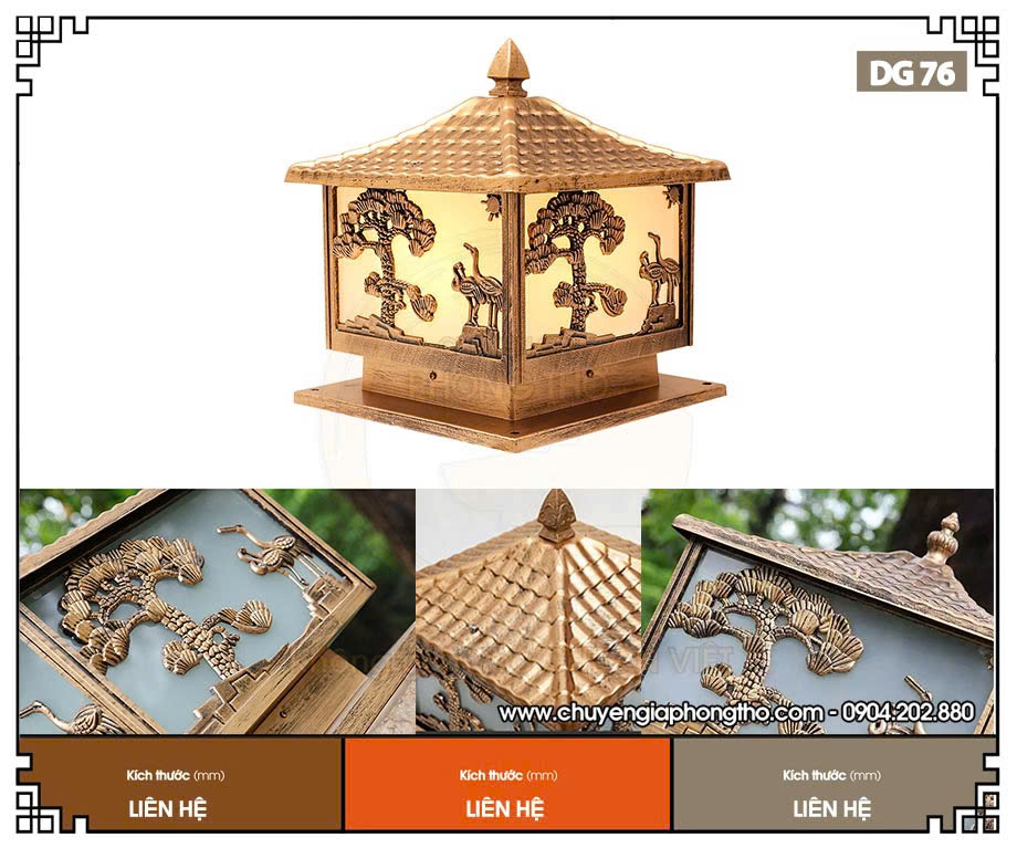 Mẫu đèn trụ cổng tùng hạc DG76 bền đẹp Mẫu đèn trụ cổng tùng hạc DG76 bền đẹp