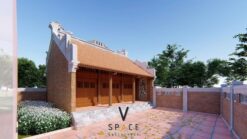 Mẫu thiết kế nhà thờ họ 3 gian 2 mái 65m2 có sân đỗ ô tô tại Thái Nguyên