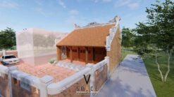 Mẫu thiết kế nhà thờ họ 3 gian 2 mái 65m2 có sân đỗ ô tô tại Thái Nguyên