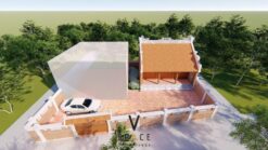 Mẫu thiết kế nhà thờ họ 3 gian 2 mái 65m2 có sân đỗ ô tô tại Thái Nguyên