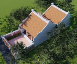 Phối cảnh mẫu thiết kế nhà thờ họ chữ Nhị 3 gian 2 mái 52m2 tại Cao Bằng