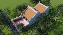 Phối cảnh mẫu thiết kế nhà thờ họ chữ Nhị 3 gian 2 mái 52m2 tại Cao Bằng