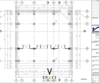 Phối cảnh mẫu thiết kế nhà thờ họ chữ Nhị 3 gian 2 mái 52m2 tại Cao Bằng
