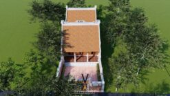 Phối cảnh mẫu thiết kế nhà thờ họ chữ Nhị 3 gian 2 mái 52m2 tại Cao Bằng