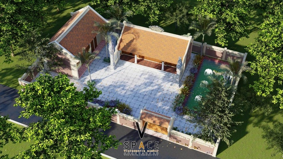 Phương án thiết kế nhà thờ họ 3 gian 2 mái kết hợp nhà ngang và non bộ tại Tuyên Quang Phương án thiết kế nhà thờ họ 3 gian 2 mái kết hợp nhà ngang và non bộ tại Tuyên Quang