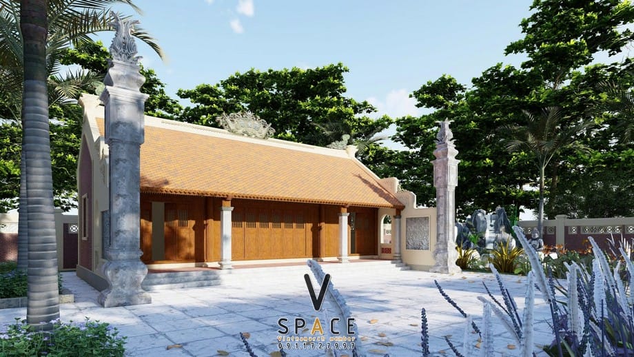 Phương án thiết kế nhà thờ họ 3 gian 2 mái kết hợp nhà ngang và non bộ tại Tuyên Quang Phương án thiết kế nhà thờ họ 3 gian 2 mái kết hợp nhà ngang và non bộ tại Tuyên Quang