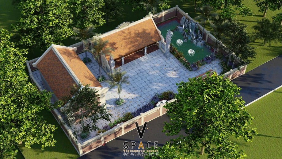 Phương án thiết kế nhà thờ họ 3 gian 2 mái kết hợp nhà ngang và non bộ tại Tuyên Quang Phương án thiết kế nhà thờ họ 3 gian 2 mái kết hợp nhà ngang và non bộ tại Tuyên Quang