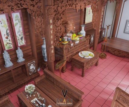 Thiết kế kiến trúc và nội thất nhà thờ họ 3 gian 2 mái tại Hà Tĩnh
