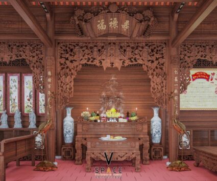 Thiết kế kiến trúc và nội thất nhà thờ họ 3 gian 2 mái tại Hà Tĩnh