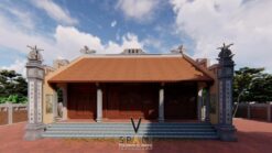 Thiết kế kiến trúc và nội thất nhà thờ họ 3 gian 2 mái tại Hà Tĩnh