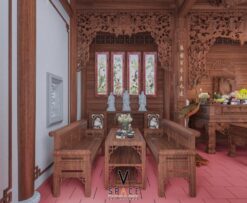 Thiết kế kiến trúc và nội thất nhà thờ họ 3 gian 2 mái tại Hà Tĩnh