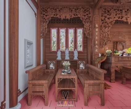 Thiết kế kiến trúc và nội thất nhà thờ họ 3 gian 2 mái tại Hà Tĩnh