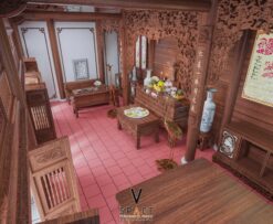 Thiết kế kiến trúc và nội thất nhà thờ họ 3 gian 2 mái tại Hà Tĩnh