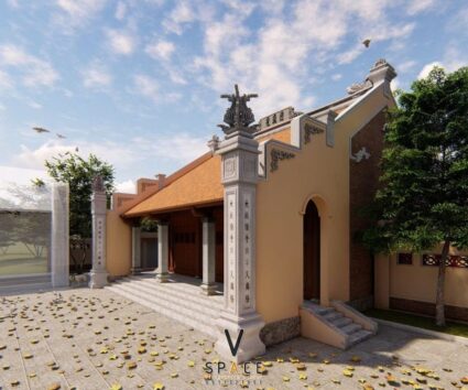 Bản vẽ thiết kế nhà thờ họ 3 gian 2 mái 95m2 đẹp truyền thống tại Lạng Sơn