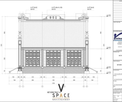 Bản vẽ thiết kế nhà thờ họ 3 gian 2 mái 95m2 đẹp truyền thống tại Lạng Sơn