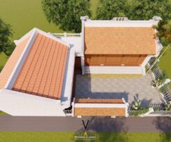 Mẫu nhà thờ họ 3 gian 2 mái kết hợp nhà ở 155m2 tại Phú Thọ