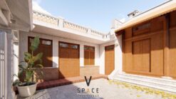 Mẫu nhà thờ họ 3 gian 2 mái kết hợp nhà ở 155m2 tại Phú Thọ