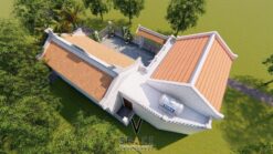 Mẫu nhà thờ họ 3 gian 2 mái kết hợp nhà ở 155m2 tại Phú Thọ