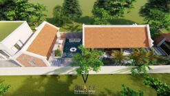 Nhà thờ họ 3 gian 2 mái kết hợp nhà ngang cùng hồ nước ấn tượng tại Hà Nội