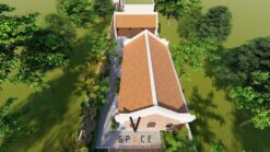 Nhà thờ họ 3 gian 2 mái kết hợp nhà ngang cùng hồ nước ấn tượng tại Hà Nội