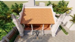 Thiết kế nhà thờ họ 3 gian 2 mái với bậc tam cấp có chiếu rồng tại Bắc Ninh