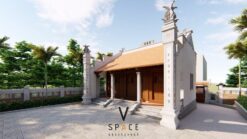 Thiết kế nhà thờ họ 3 gian 2 mái với bậc tam cấp có chiếu rồng tại Bắc Ninh